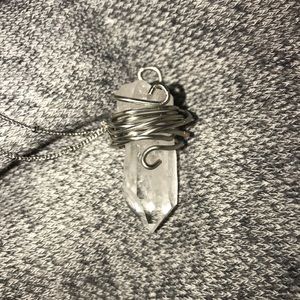 Hand wrapped quarts point necklace